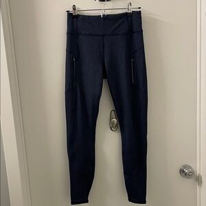 Athleta Blue and Black Rainier Textured High Rise leggings. Never worn!